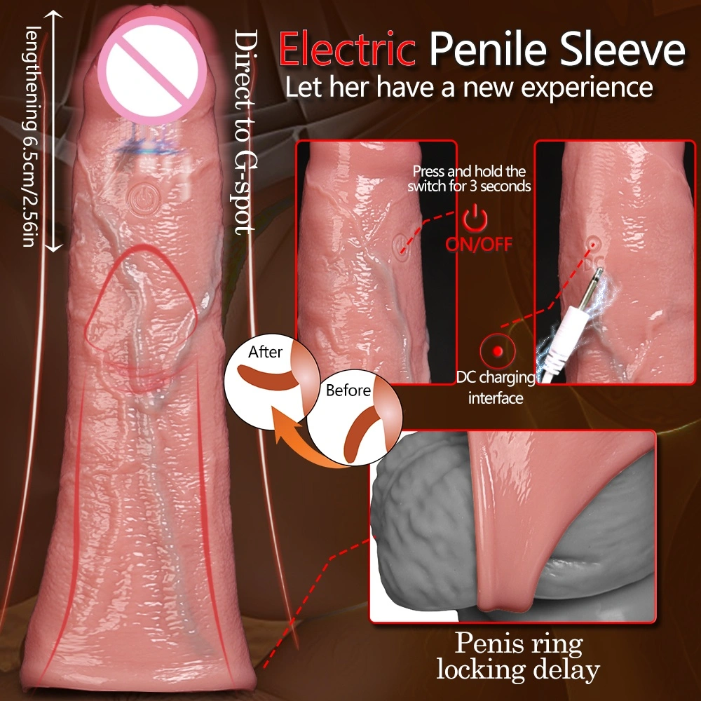 Verkoop-Hit Realistische Silicone Penisverlengingsoverlays met Vertraagde Ejakulatie Herbruikbare Condom Mannen Seks Speelgoed Penisoverlays-LM-CT609-5