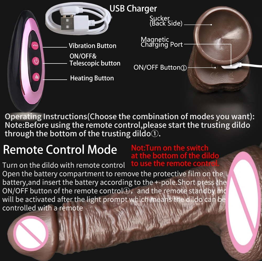 Latautettava venyttävä ja pyörivä vibratoori, nesteellinen ja todellinen värinen ruskea vibratoori etäohjaimella LM-A201-4