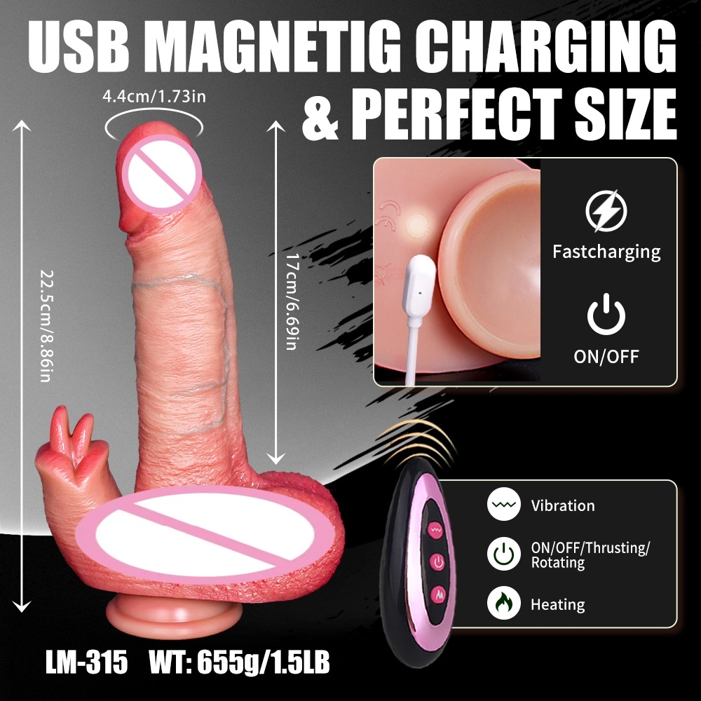 Realistische trillende dildo met telescopische trilling, schommelende verwarmingsstimulus, krachtige zuignap, grote dildo voor vrouwen LM-A315-1