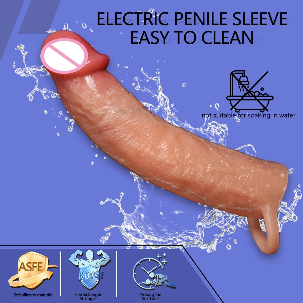 Silicone afstandsbediening vibrerende vertragende dildo verlenger condoom seksspeelgoed penis draagbare condoom unisex-CT610-2
