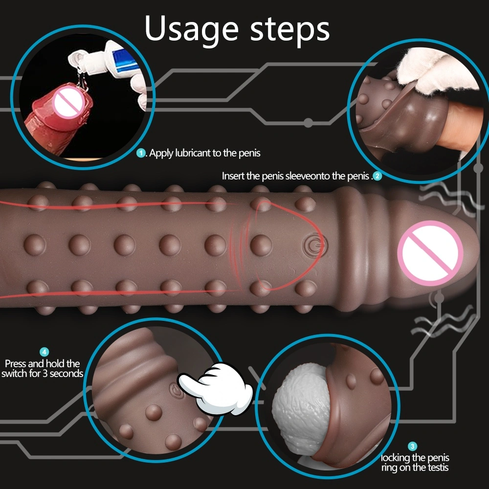 Vloeibare silica-gelvriendelijke waterdichte unisex dildo condoom elektrische verlengde holle seksuele producten Chinese批- LM-CT605-4