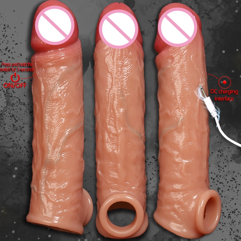 Herbruikbare siliconen penisverlenger voor volwassen mannen, realistische verdikte penishoes met vertragingsfunctie, type penishoes LM-CT607-1