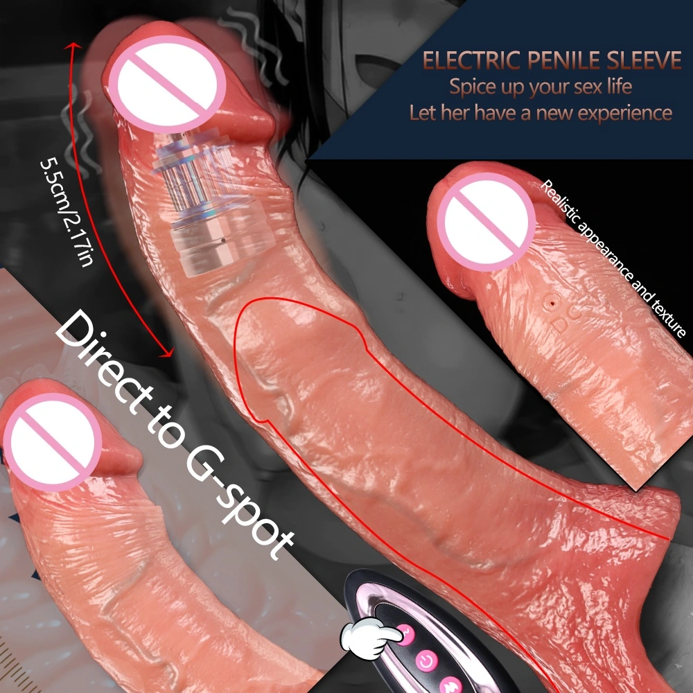Controleerbare uitrekbare realistische dildo condoom grote maat vloeibare silica gel waterdichte zachte penis套 verwarmende zuigkoplm-ct611-3