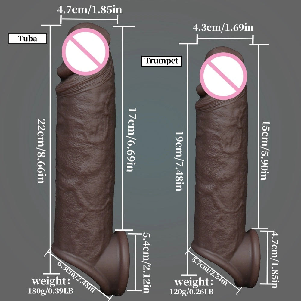 Flexiskin siliconen penis sleeve met huidachtige textuur, verhoogt de omtrek en biedt diepere stimulatie, volwassen speelgoed. LM-D820