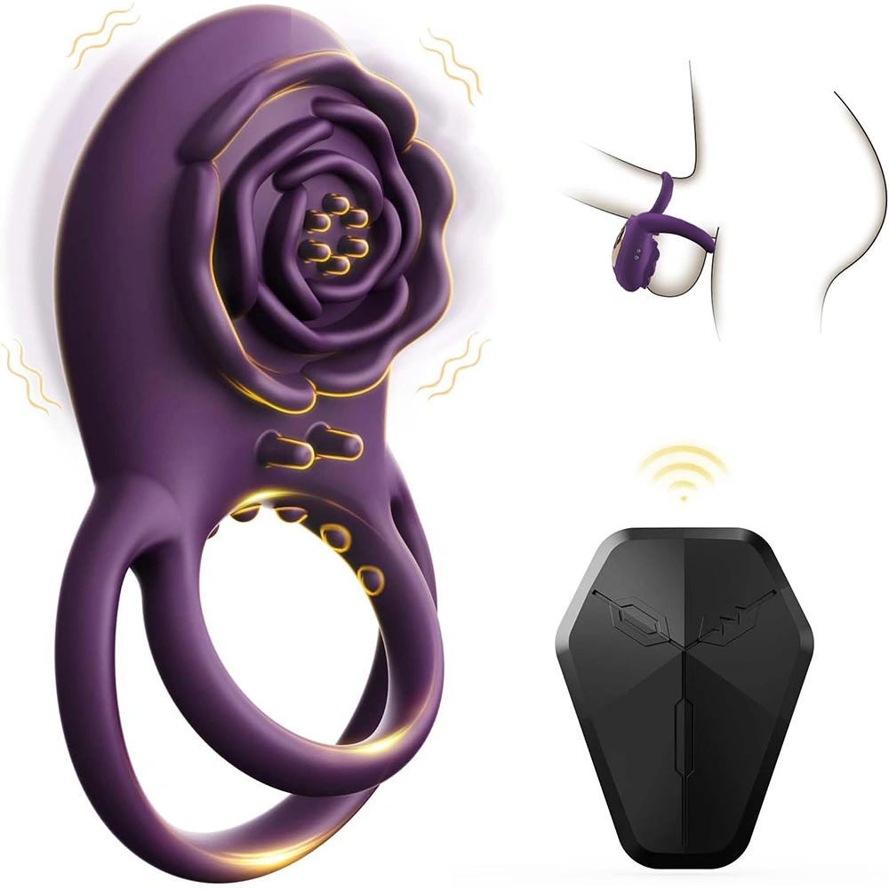 Paarsrode rozen mannelijke silica waterproof vibrerende vertragende ejaculatiecontrole volwassen vibrator spermavergrendeling ring HXR-XTD079-C-3