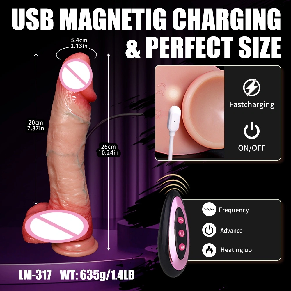 Silicone neuspenis vibrator met afstandsbediening, verwarming, massage, telescopische functie, waterdicht en oplaadbaar voor vrouwen - LM - A317 - 2