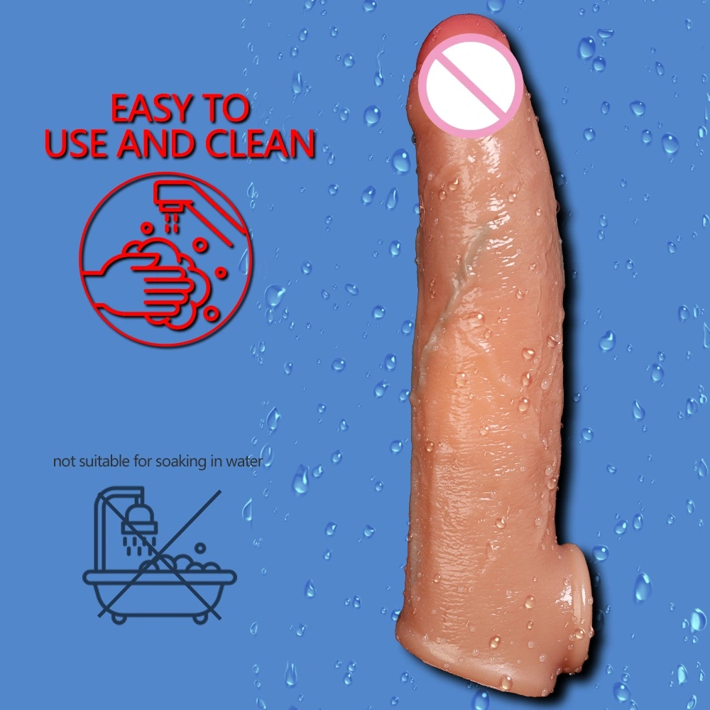 Realistische peniscover voor volwassenen, herbruikbare siliconen penisvergroter, verlengde condoom voor mannen, dildo-versterker, sekstoy - LM-CT609-2
