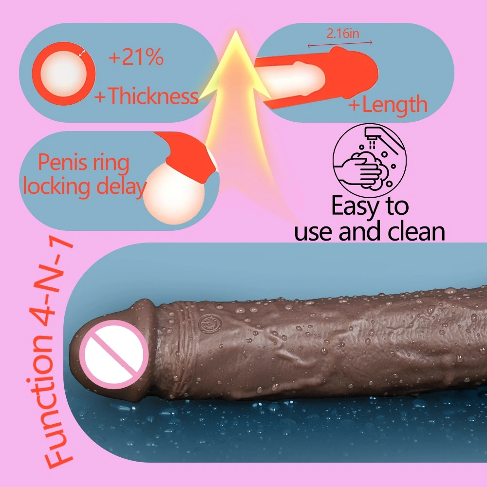 Silicone penis sleeve voor mannen, kan dikker en groter maken, te gebruiken tijdens geslachtsgemeenschap, 100% waterdicht, zacht, met holle opening, echte huidtextuur, LM-CT608-4