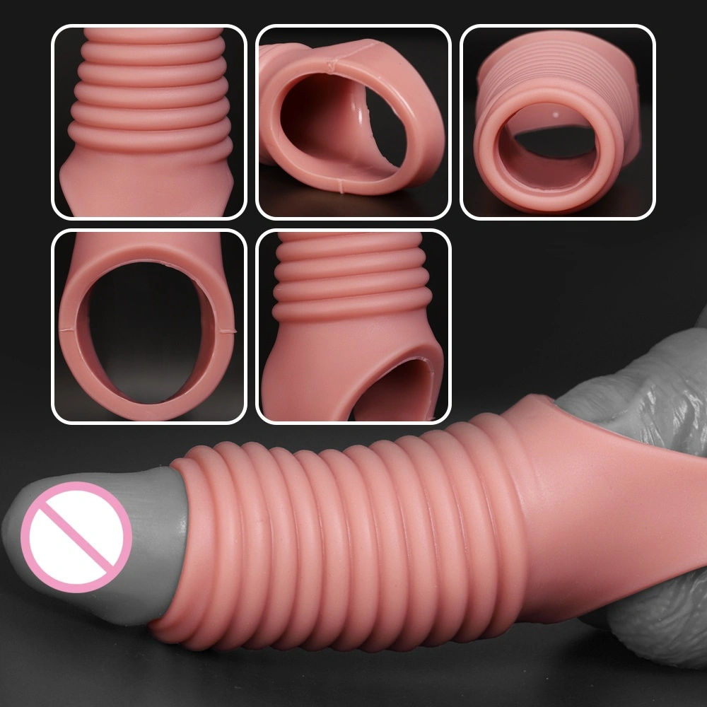 Zachte silica gel penis cover, paardenvormige dildo cover, erotische lange penis cover, penis verlenger, erotische producten voor mannen LM-D826