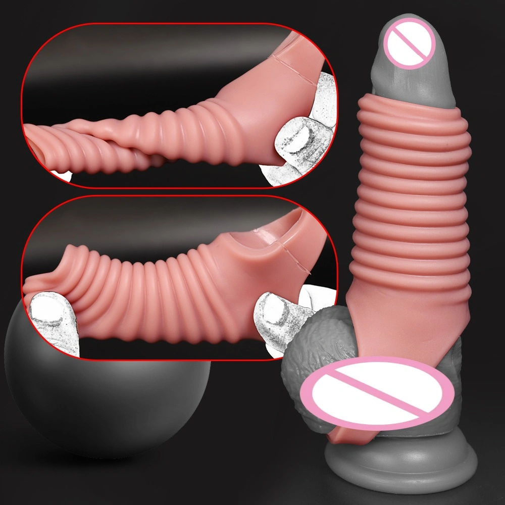 Zachte silica gel penis cover, paardenvormige dildo cover, erotische lange penis cover, penis verlenger, erotische producten voor mannen LM-D826