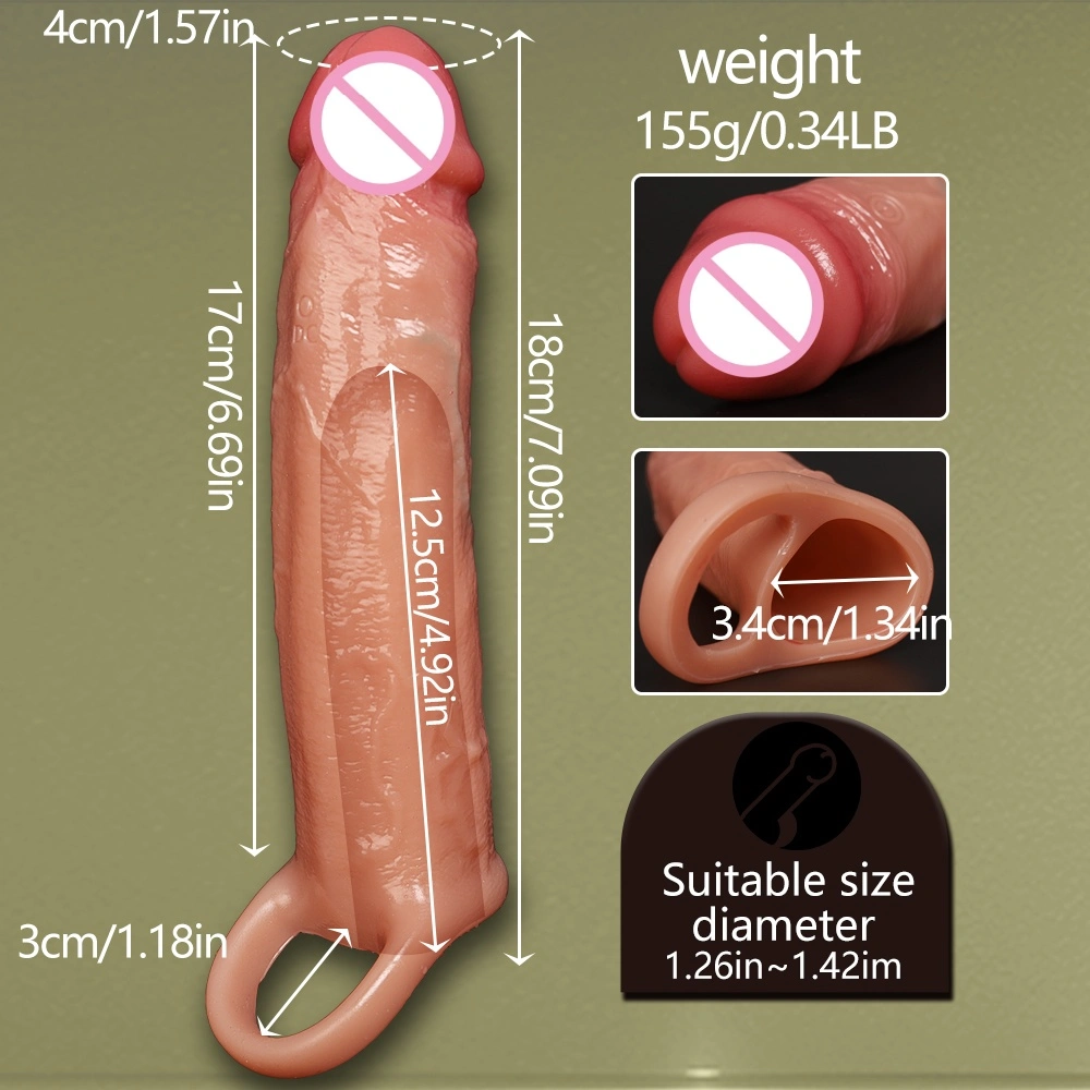 Peniscondoom verlenger realistische peniscondoom silica-gel verlengend seksspel mannenpenisvergroter Funda Para Pene LM-CT608-2