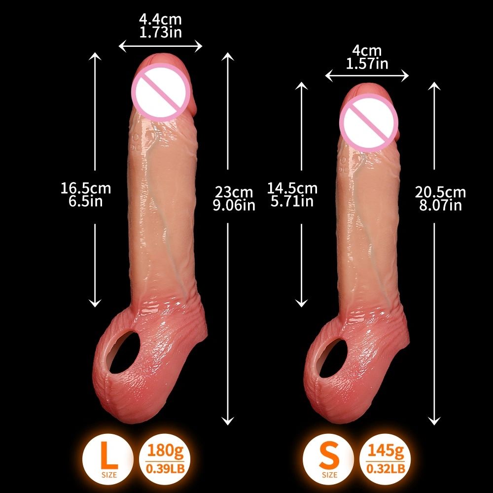 Silicone peniskous Vibrerende realistische mannelijke peniskous Herbruikbare condoom Vertragingsversterkende kous Seksuele producten- LM-CT853