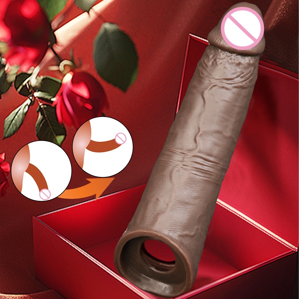 Silicone leer condoom Mannelijke penis masturbator Silicone套 dildo LM-D802