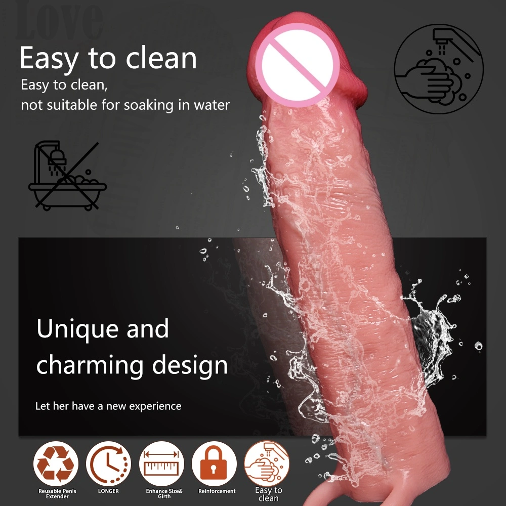 Groot peniscap Grote penislengtecap Verlengde ejaculatie Verlengde penis Herbruikbare vergrotingsapparaat Silicone condoom Mannelijk sexspeelgoed- LM-CT610-5