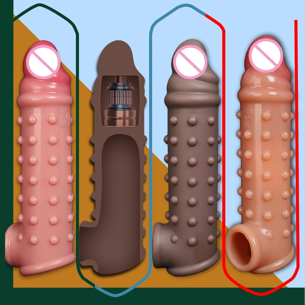 Mannelijke siliconen peniscover verlengd en verdikt hol vertragende nabootsende peniscover draagbare dildo seksueel speelgoed LM-CT605-7
