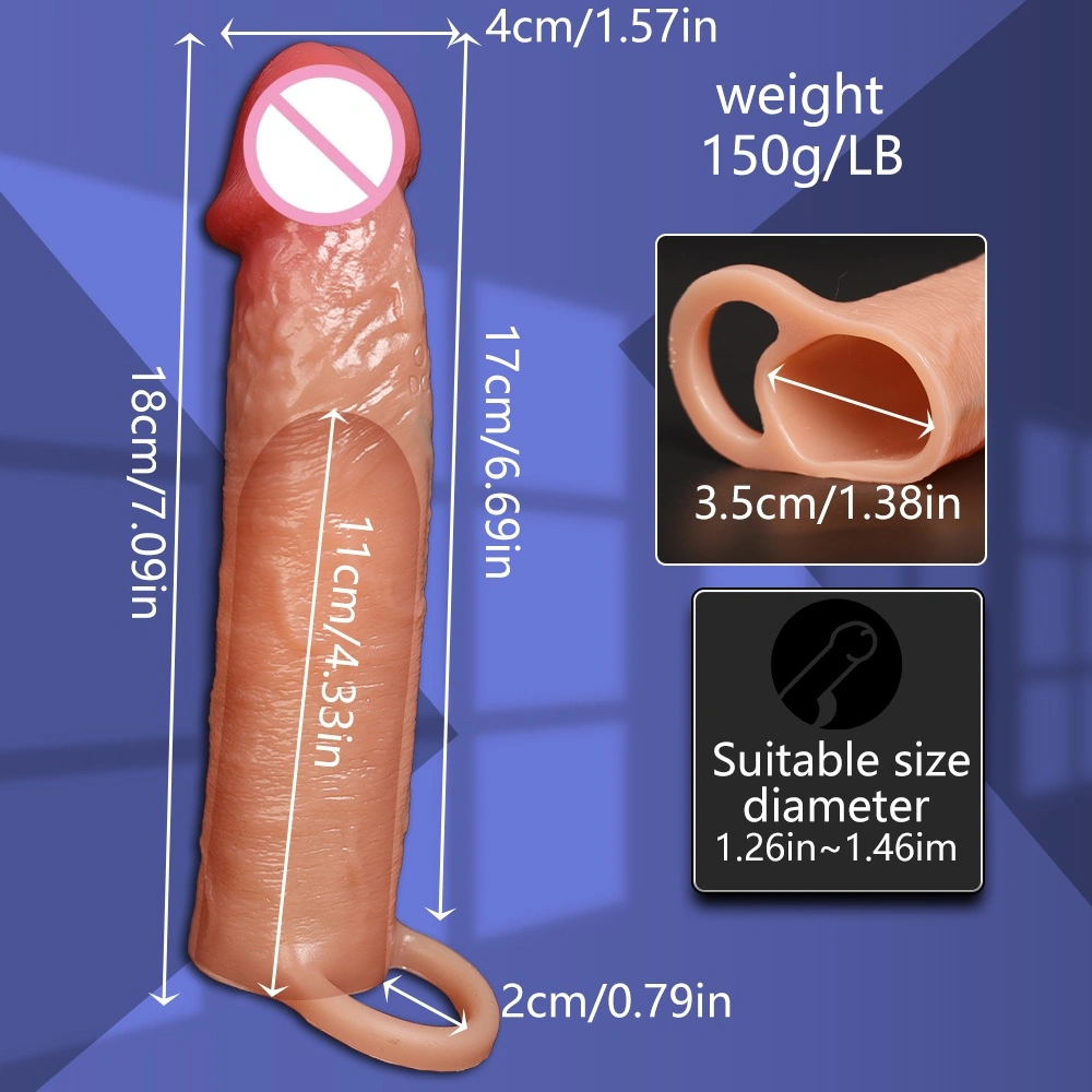Silicone afstandsbediening vibrerende vertragende dildo verlenger condoom seksspeelgoed penis draagbare condoom unisex-CT610-2