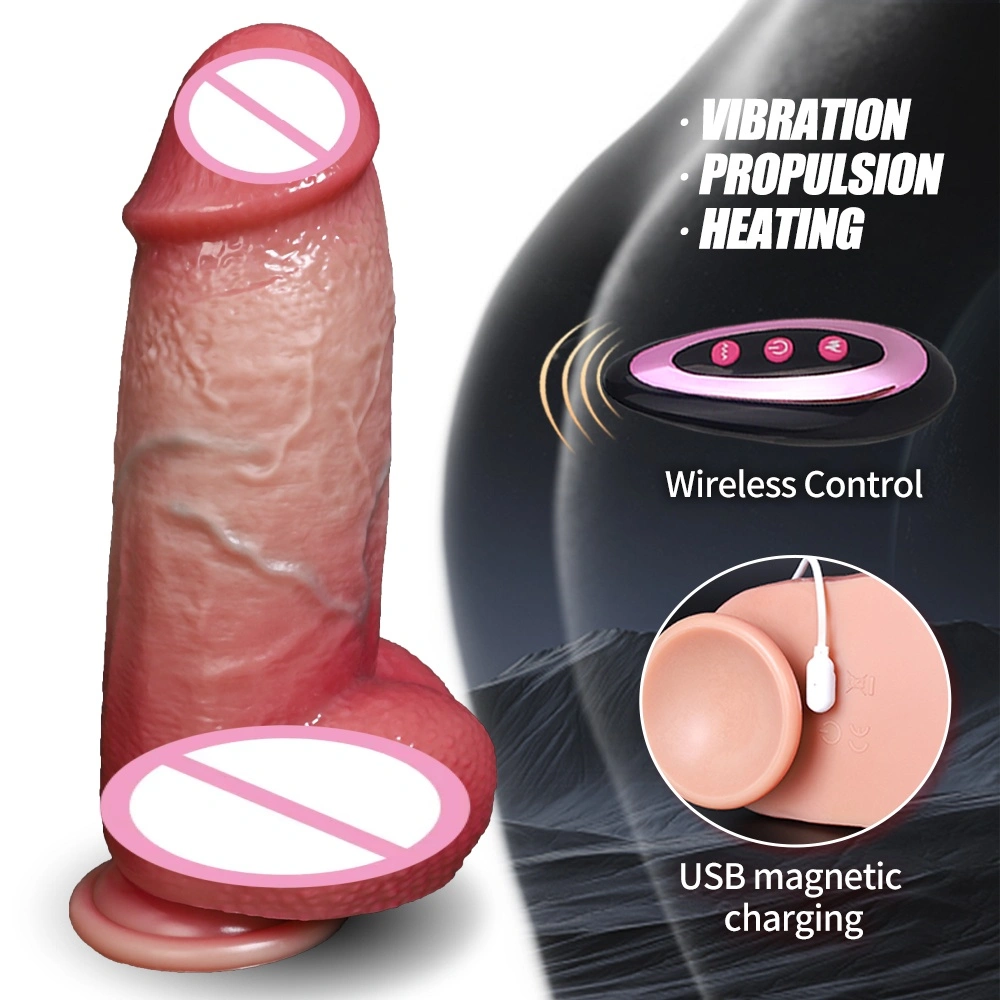 Vibraattori latauskäyttöinen peniksen tekoinen venyttävä lämmittävä etäohjattava vibraattori naisille silikoni-dildo - LM-A333-1