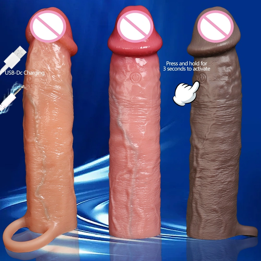 Herbruikbare grote realistische siliconen peniscover erectieversterker beste mannelijke penisverlengingcover volwassen mannelijke speelgoed LM-CT610-7