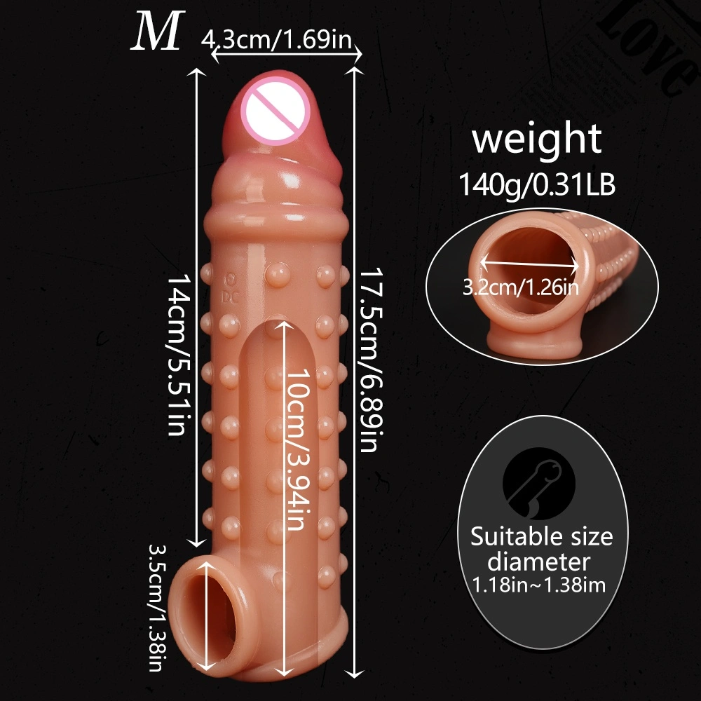 Dikke wasbare siliconen penisvergroterende sterke condoom voor mannen, geschikt voor mannelijke geslachtsgemeenschap - LM-CT605-1-M