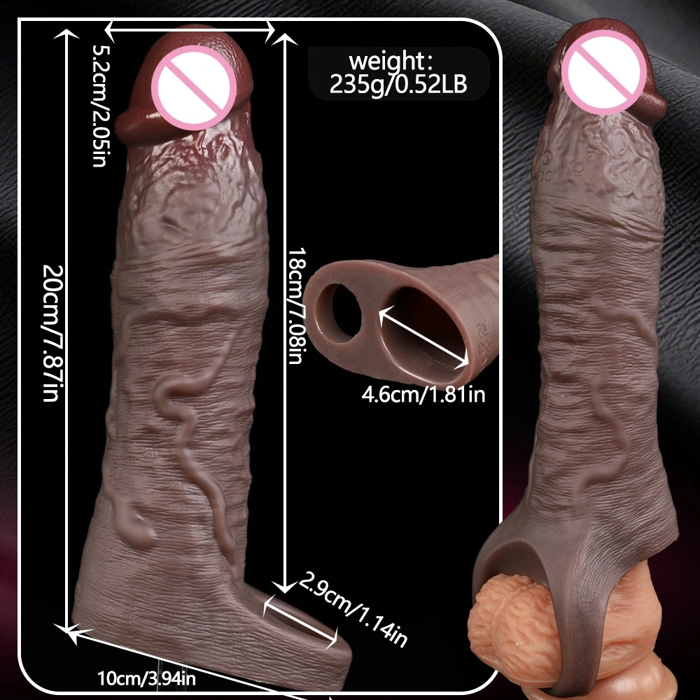 Penisverlenger Mannelijke penisvergroteringsstimulator Versterker Silicone soft condoom Herbruikbare condoom voor mannen-LM-CT612-2