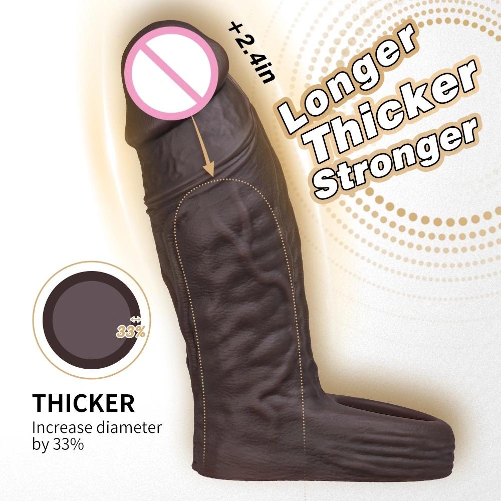 Liefdeskoppelingsseksuele producten penisverlengingshoes imitatieleer silica-gum rubber draagbare bandstijl realistische silica-gumnep-penis - LM-CT615