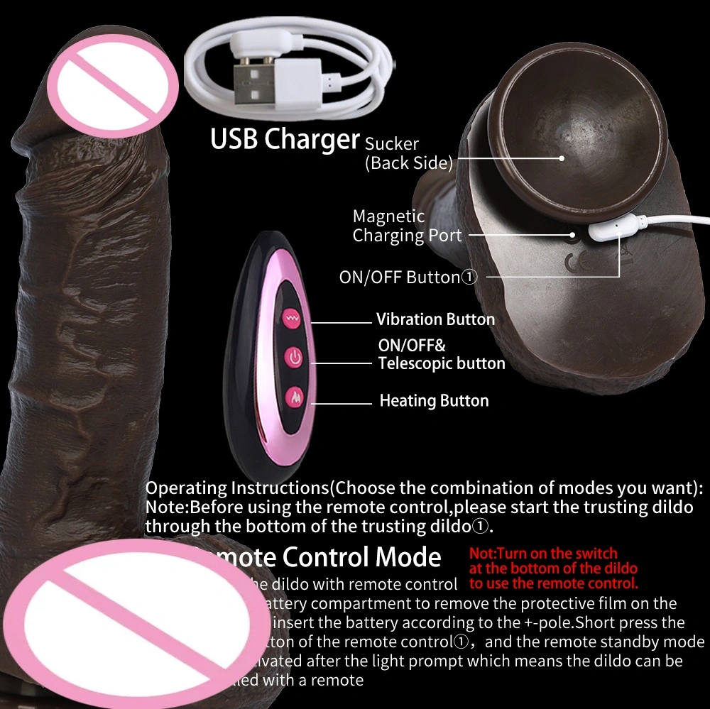 Ohjattava todellinen silikoni-dildo, venyvä ja heiluvainen pehmeä vibratorinen seksilelu, joka sisältää lämmityksen, työntö-pullon ja pyörimisominaisuudet - LM-A057-3