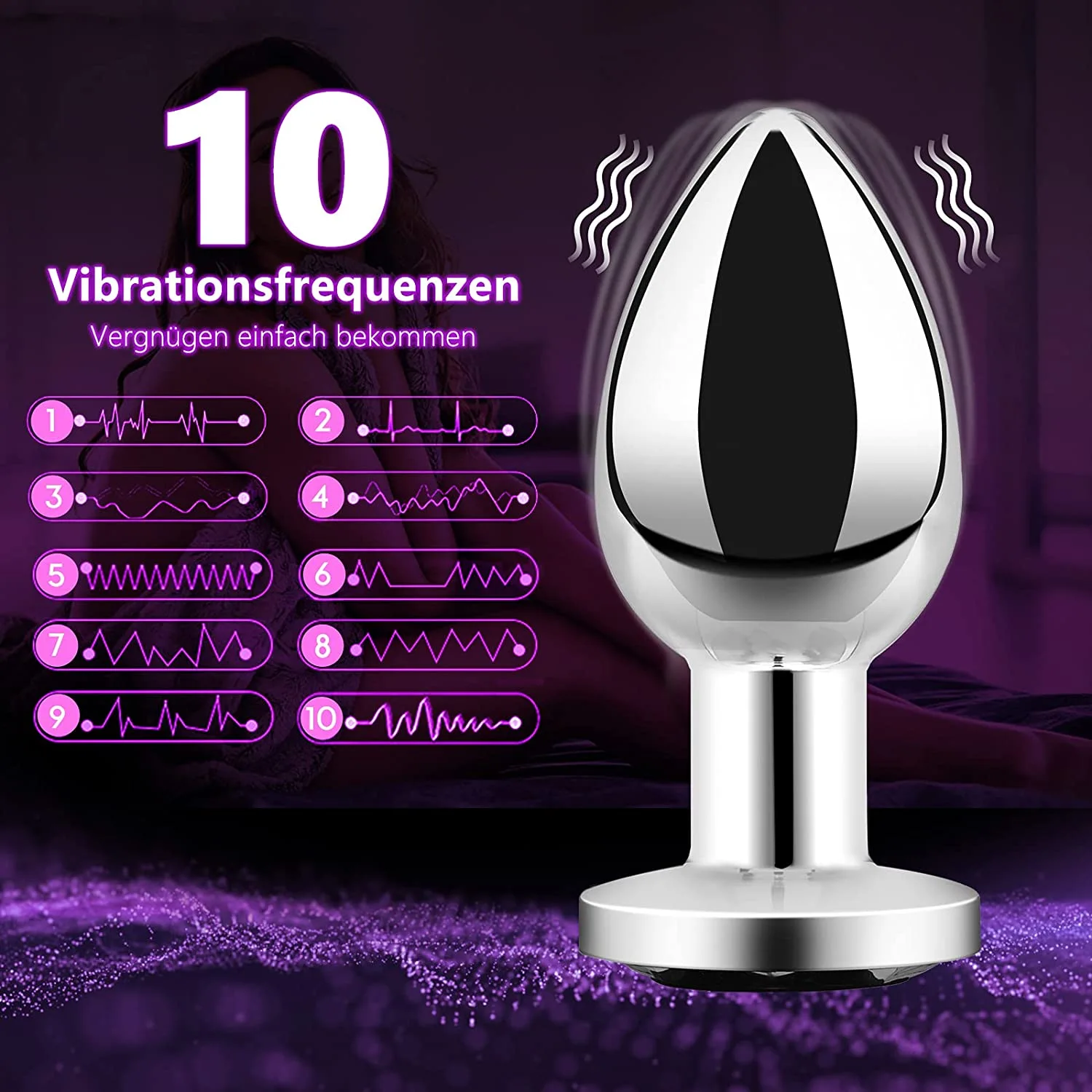 Seksuaalinen hierontalaitteisto 10-vaiheinen tärinäästäin hierontalaitteisto latautettava peräpistos kannettava vibrattori vesitiivis aikuisten seikkailupeli GM-302-1