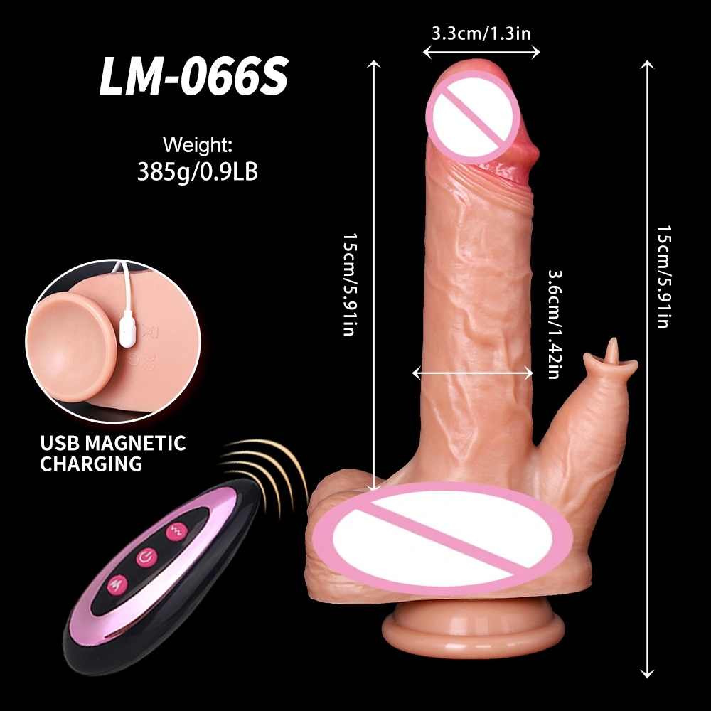 Silikoniin toteutettu todellinen suurikokoinen dildovibraattori, todellinen ja pehmeä, 100% vesitiivis, imutyksellä varustettu ärsyttävä laite, naisille LM-A066-4