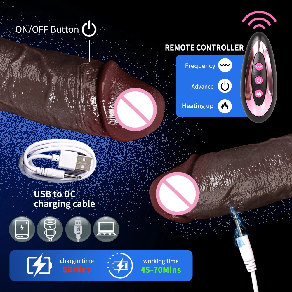 Lämmittävä venyttävä realistinen vibratoitu dildo, naisten itsetyydyttämiseen tarkoitettu nuolaisvaipuva dildo, tekoälypenis - LM-CT844