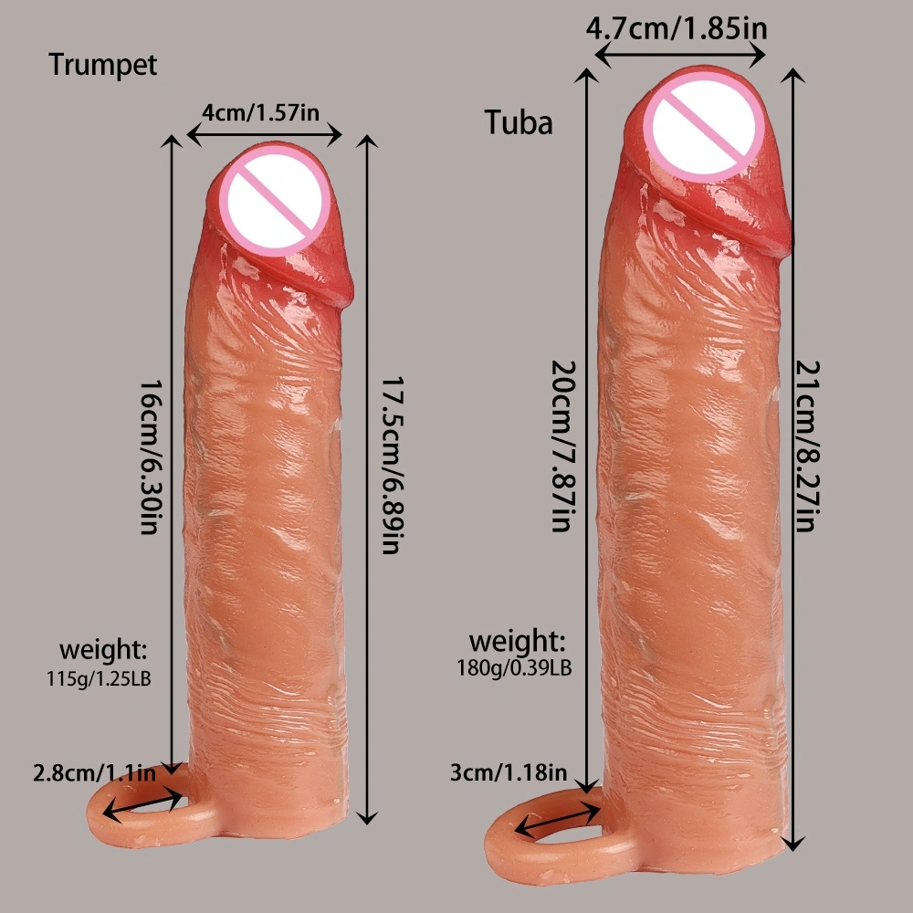 Liefdeskoppelingsseksuele producten penis verlengingshoes imitatieleer siliciumrubber draagbare bandvormige realistische siliciumnepenis - LM-D807