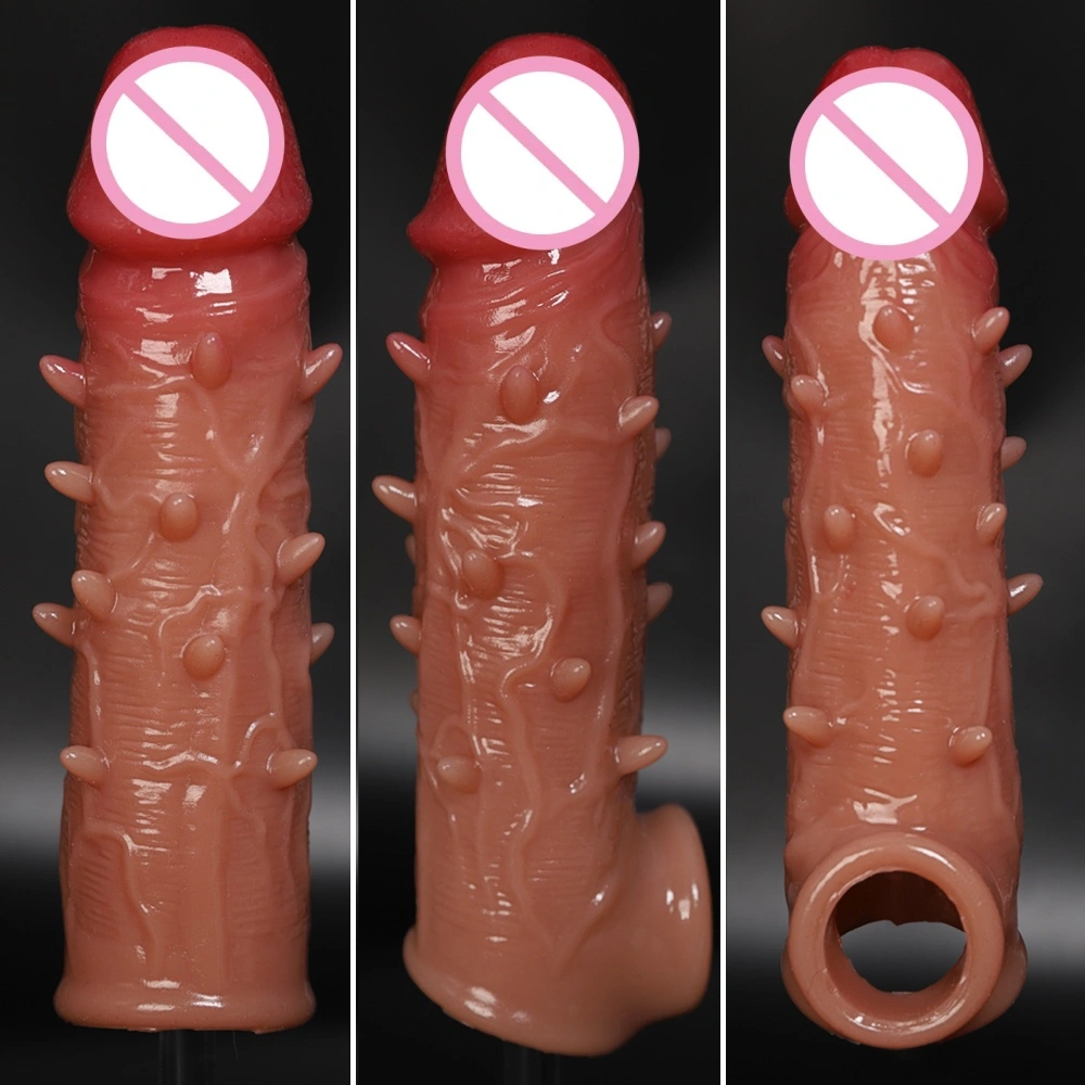 Peniscondoom Echtzinnig siliconen peniscondoom met elastische slotringversterker Herbruikbare mannelijke sexspeelgoed Volwassenen speelgoed Voor mannen LM-D817