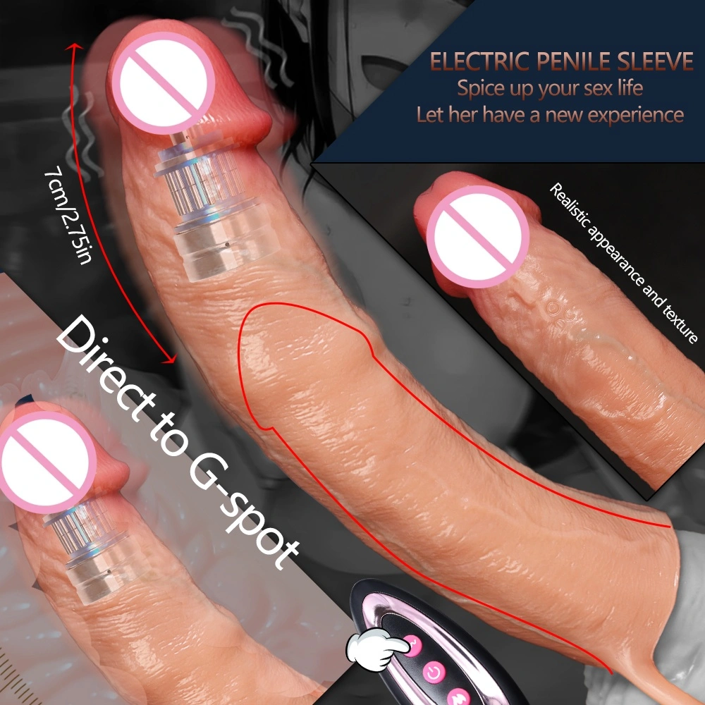 Herhaalbaar siliciumverlengstuk voor peniscondoom, realistische condoom-speeltje, voor dikker en langer wordende sexspeeltjesleeve LM-CT610-1