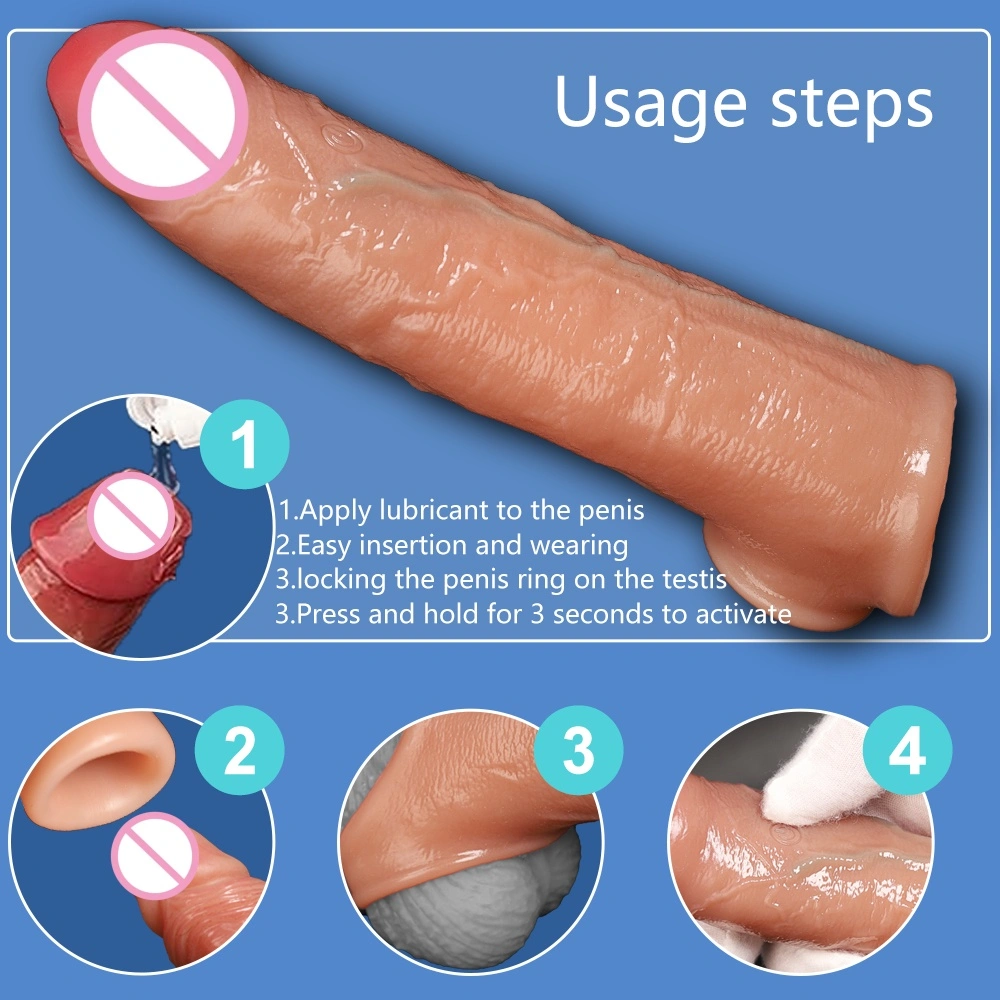 Realistische peniscover voor volwassenen, herbruikbare siliconen penisvergroter, verlengde condoom voor mannen, dildo-versterker, sekstoy - LM-CT609-2