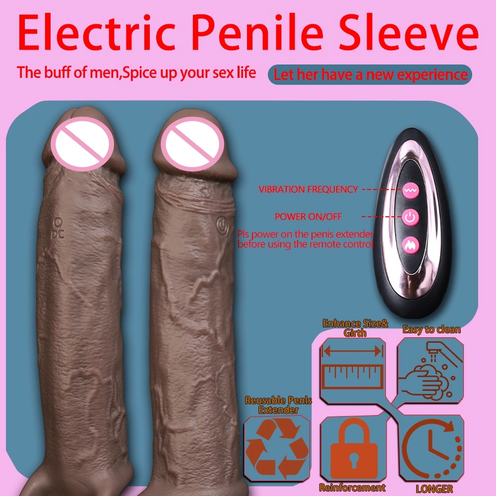 Silicone penis sleeve voor mannen, kan dikker en groter maken, te gebruiken tijdens geslachtsgemeenschap, 100% waterdicht, zacht, met holle opening, echte huidtextuur, LM-CT608-4