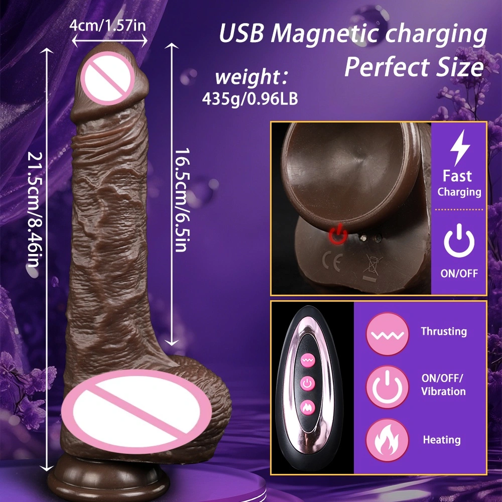 Käsinkehitetty silikoni-penis dildoni pehmeä 8 tuumaa vesitiivis ylös ja alas liikkuva pään tärinälaite Ozo-malli LM-A201-5