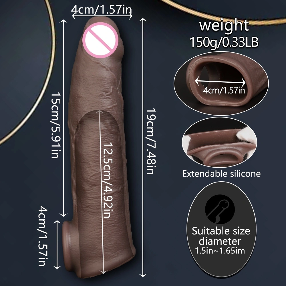 Hollow Fake Dildo Condom Adult Sex Toy Male Wearable Penis Enlarger Effective Ejaculation Control Wearable Dildo Condom-LM-CT609-3