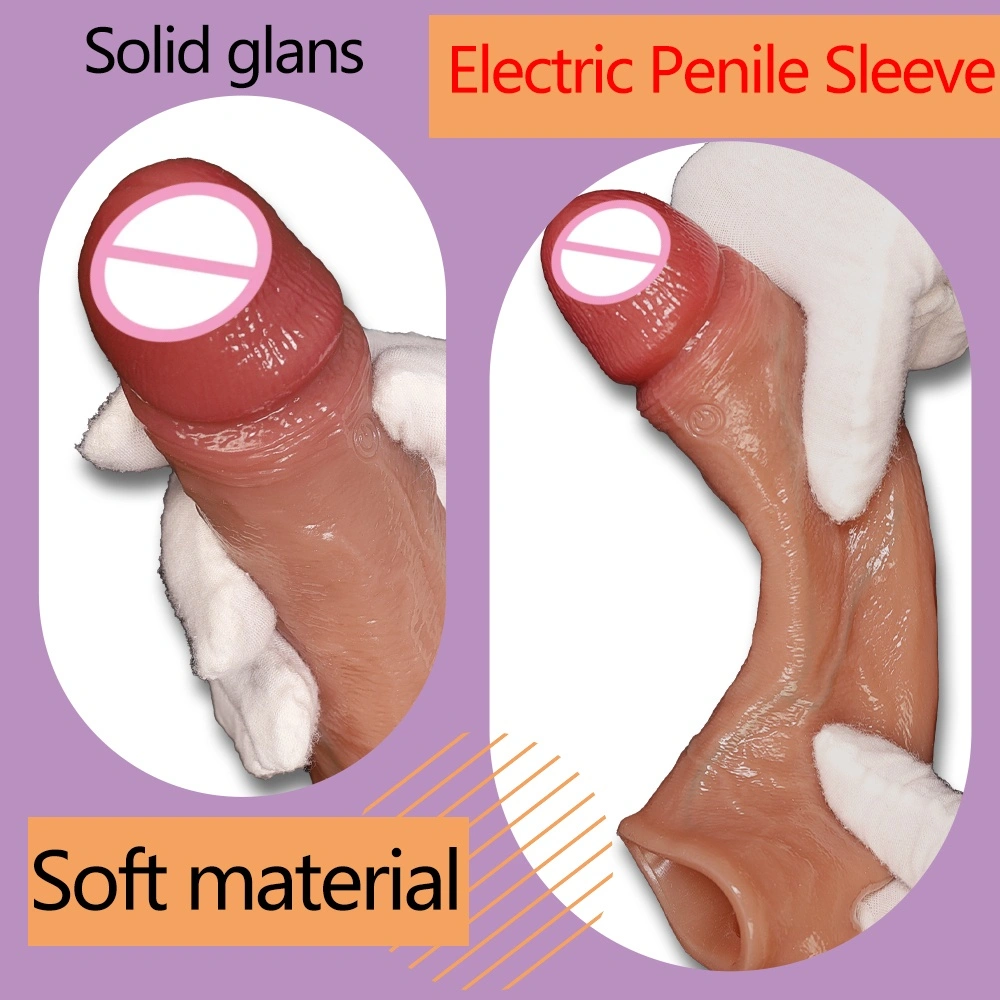Realistische tactiele gevoelens echte siliconen mannelijke penis cover verlenger penis vergrotter extra dildo cover mannelijke condoom-LM-CT607-2