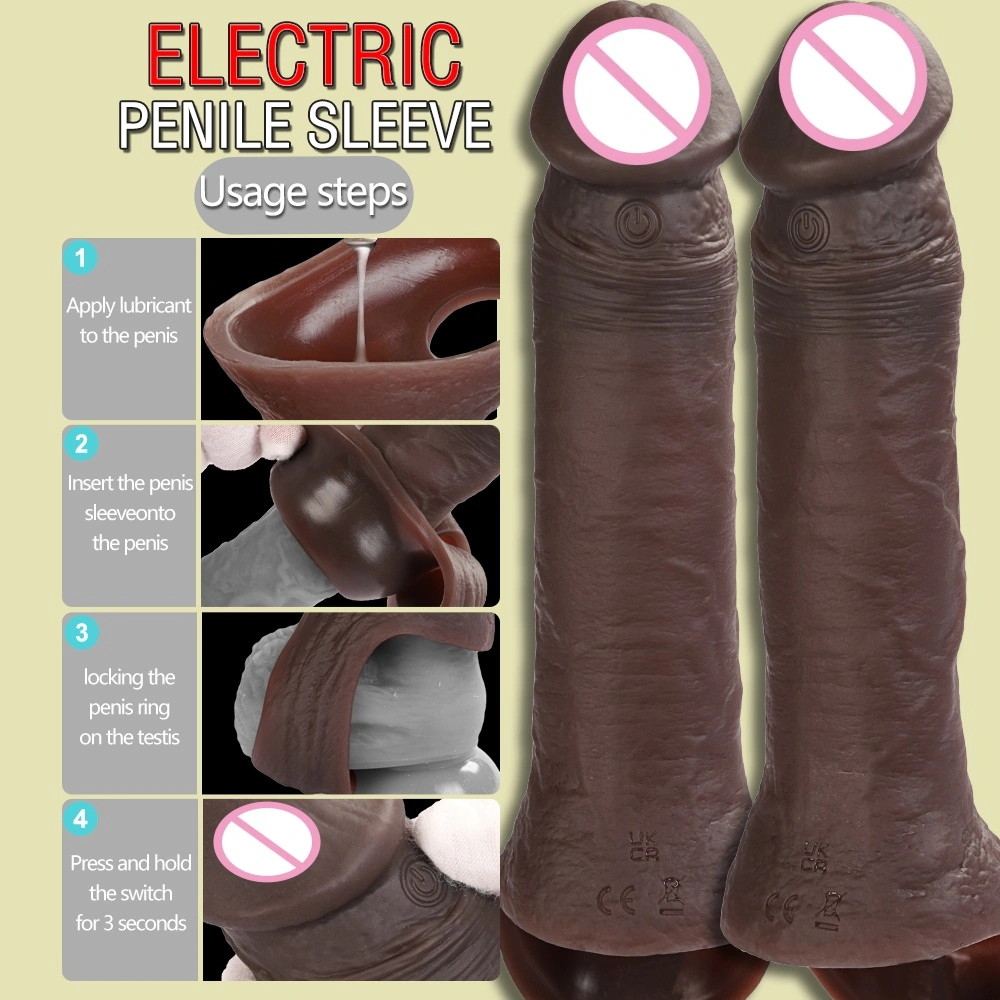 Mannelijke silica gel penis cover verlengd en versterkt hol zacht vlees realistische condoom LM-CT611-2