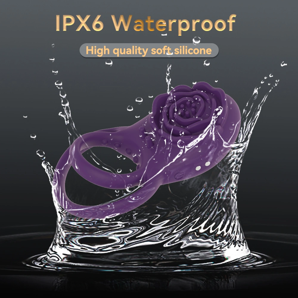 Paarsrode rozen mannelijke silica waterproof vibrerende vertragende ejaculatiecontrole volwassen vibrator spermavergrendeling ring HXR-XTD079-C-3