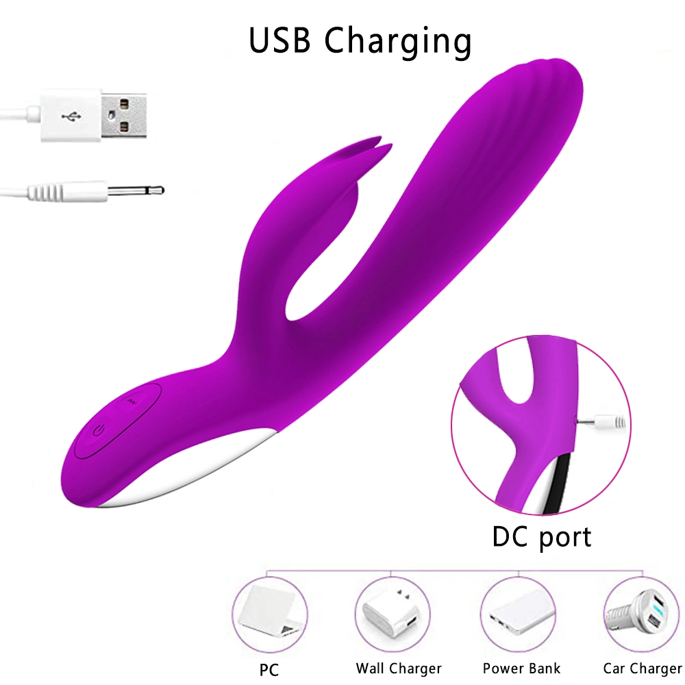 Kaksitahokoneinen massaaattori G-pisteen stimuloiva dildoo vesitiivis USB-latautettava aikuinen naisen seksilelu 10 nopeusastetta GM-197-1