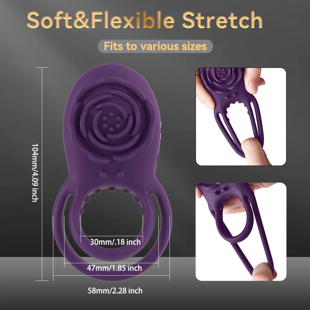 Paarsrode rozen mannelijke silica waterproof vibrerende vertragende ejaculatiecontrole volwassen vibrator spermavergrendeling ring HXR-XTD079-C-3