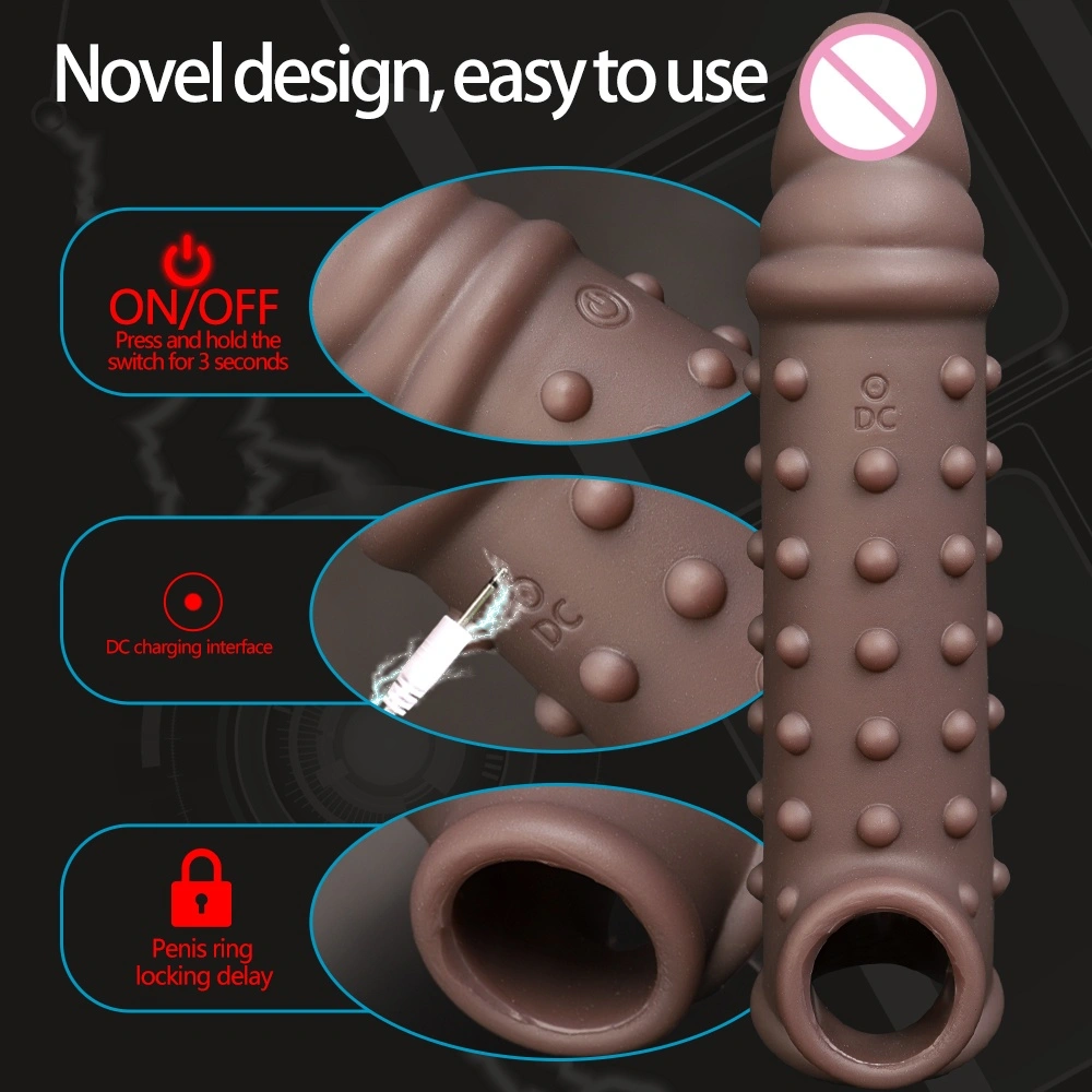 Vloeibare silica-gelvriendelijke waterdichte unisex dildo condoom elektrische verlengde holle seksuele producten Chinese批- LM-CT605-4