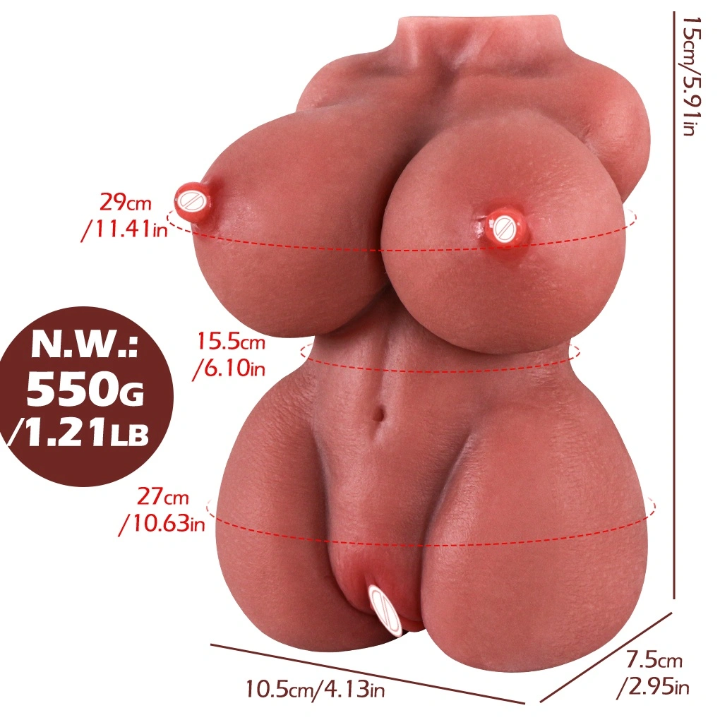 HXR realistische TPE-vaginadoll, grote billen half lichaamsontwerp, bruine huid, 100 cm, waterdicht, geschikt voor mannelijke masturbatie-BJD-A003-2