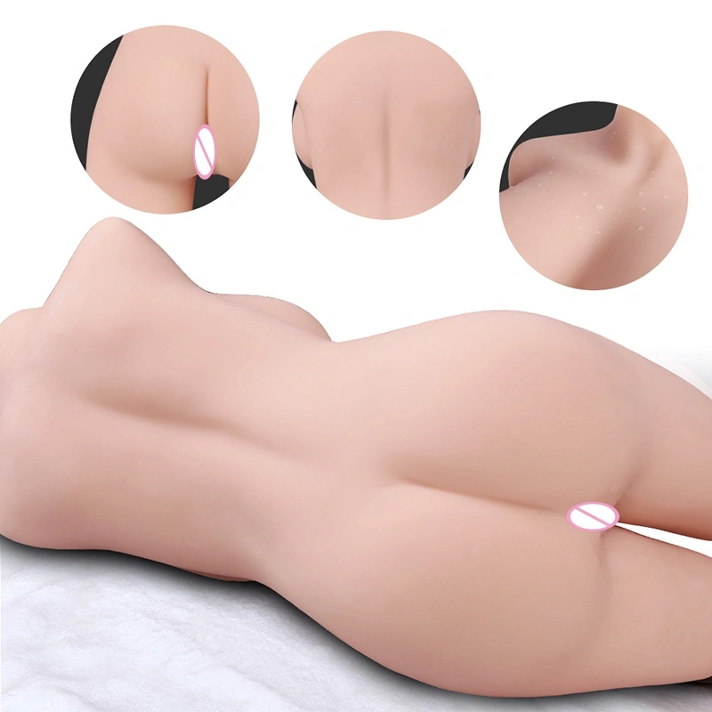Hoogwaardige TPE halfhoofdachtbare pop met invoegbare vagina en anus, gemouderde pop volwassen mannelijke masturbatiecup--BJD-A025-S