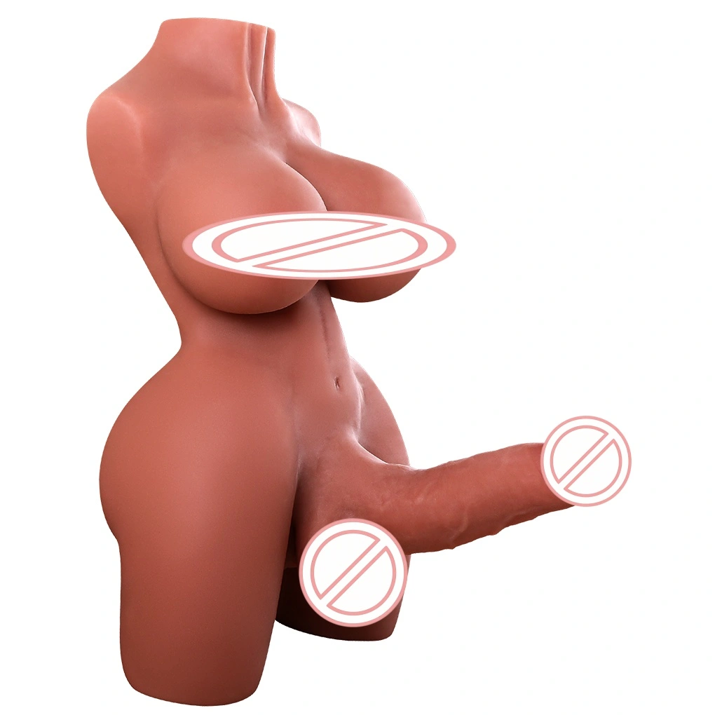 Realistisk voksen TPE-sexdukke - stor penisstimulator, solid materiale, 100 cm, brun hud, vandtæt - BJD-D005
