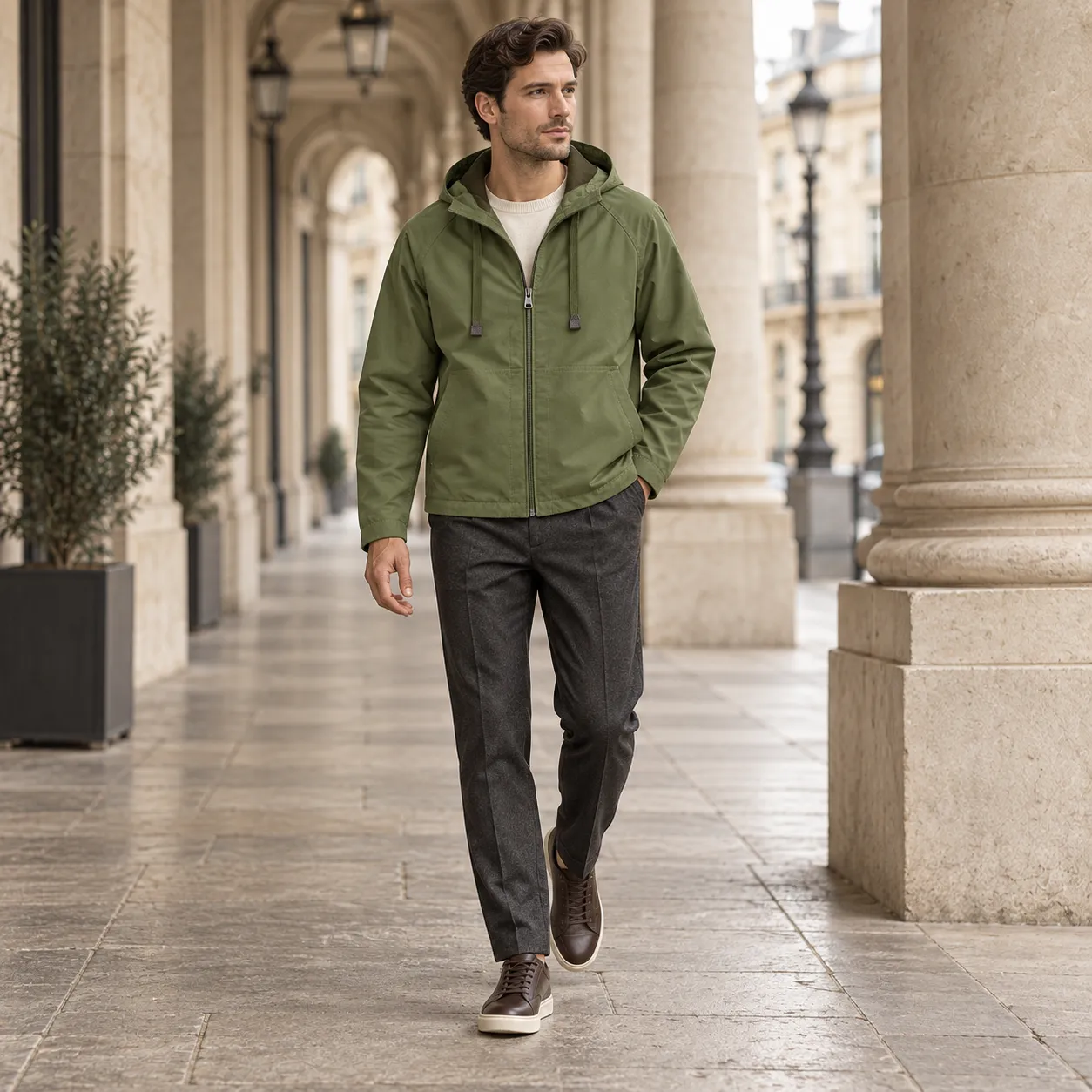 Kired Men's Hooded Zip Jacket Coat