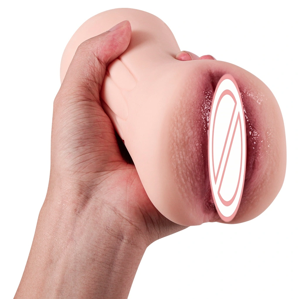Dual-channel Tpe-simulatie vagina realistische vulva mini flesje mannelijk vagina volwassene erotische producten masturabiebeker-BJD-B043