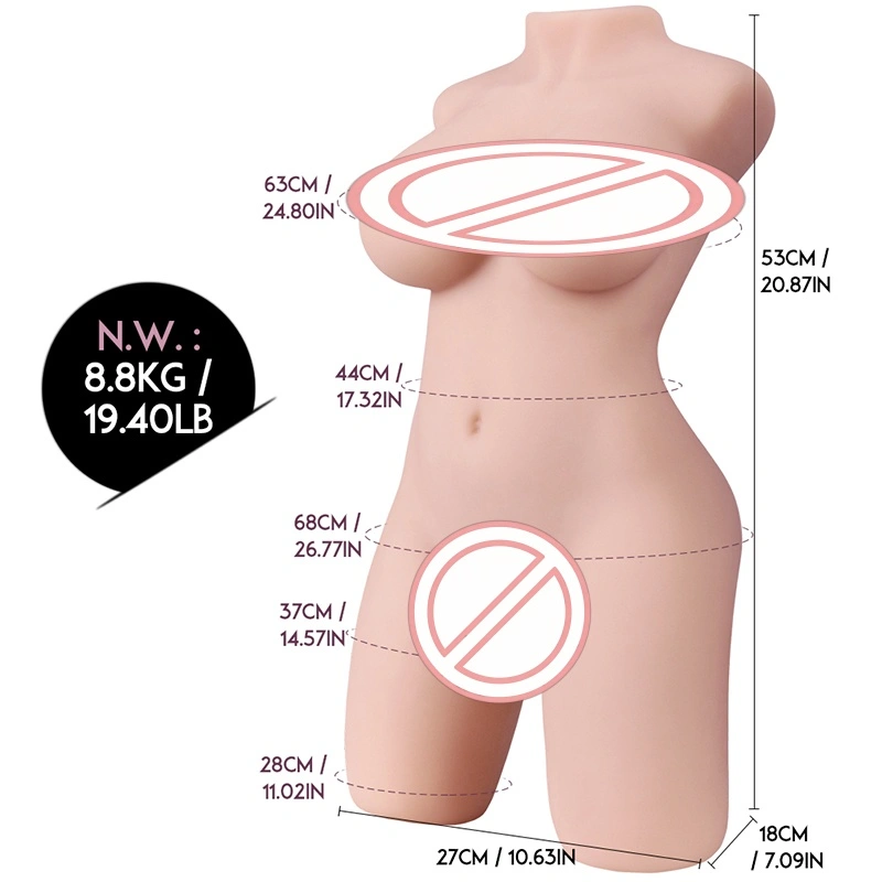 Høj kvalitet TPE halvkrops simuleringspige med indsættelig vagina og anus, presset pige voksent mandlig onani kopp -- BJD-A025-S