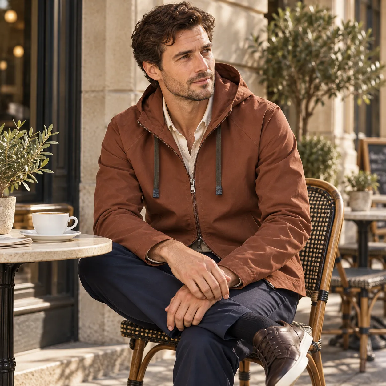 Kired Men's Hooded Zip Jacket Coat