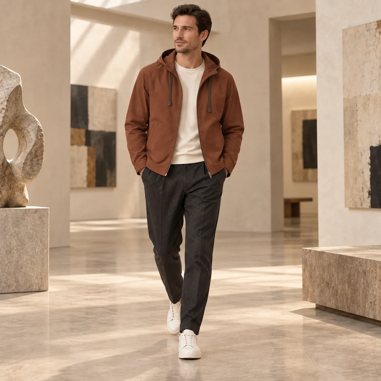 Kired Men's Hooded Zip Jacket Coat